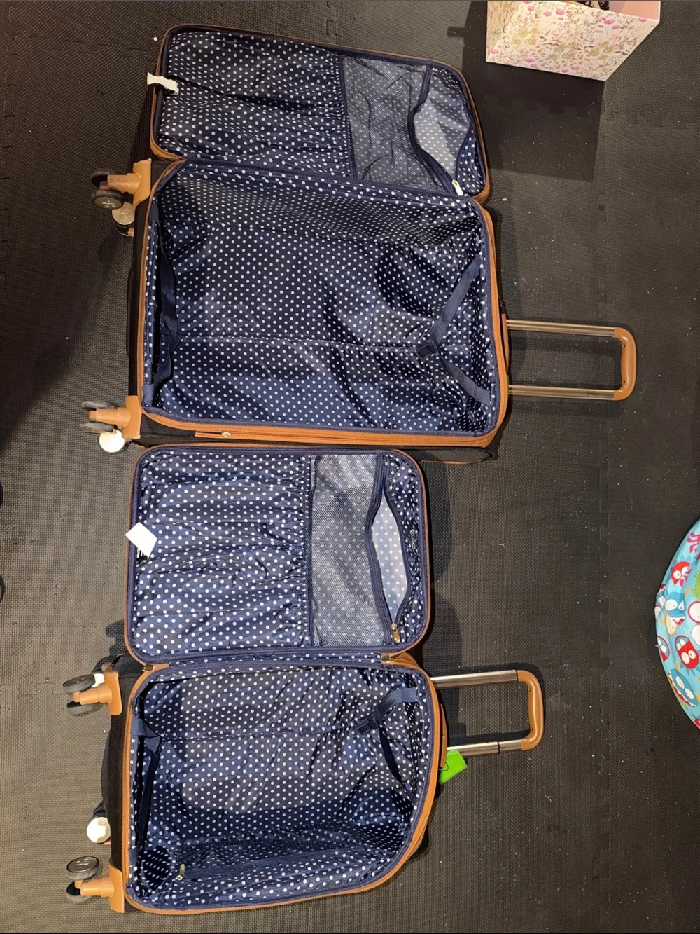 Jessica Simpson Black and Tan Rolling Luggage Set